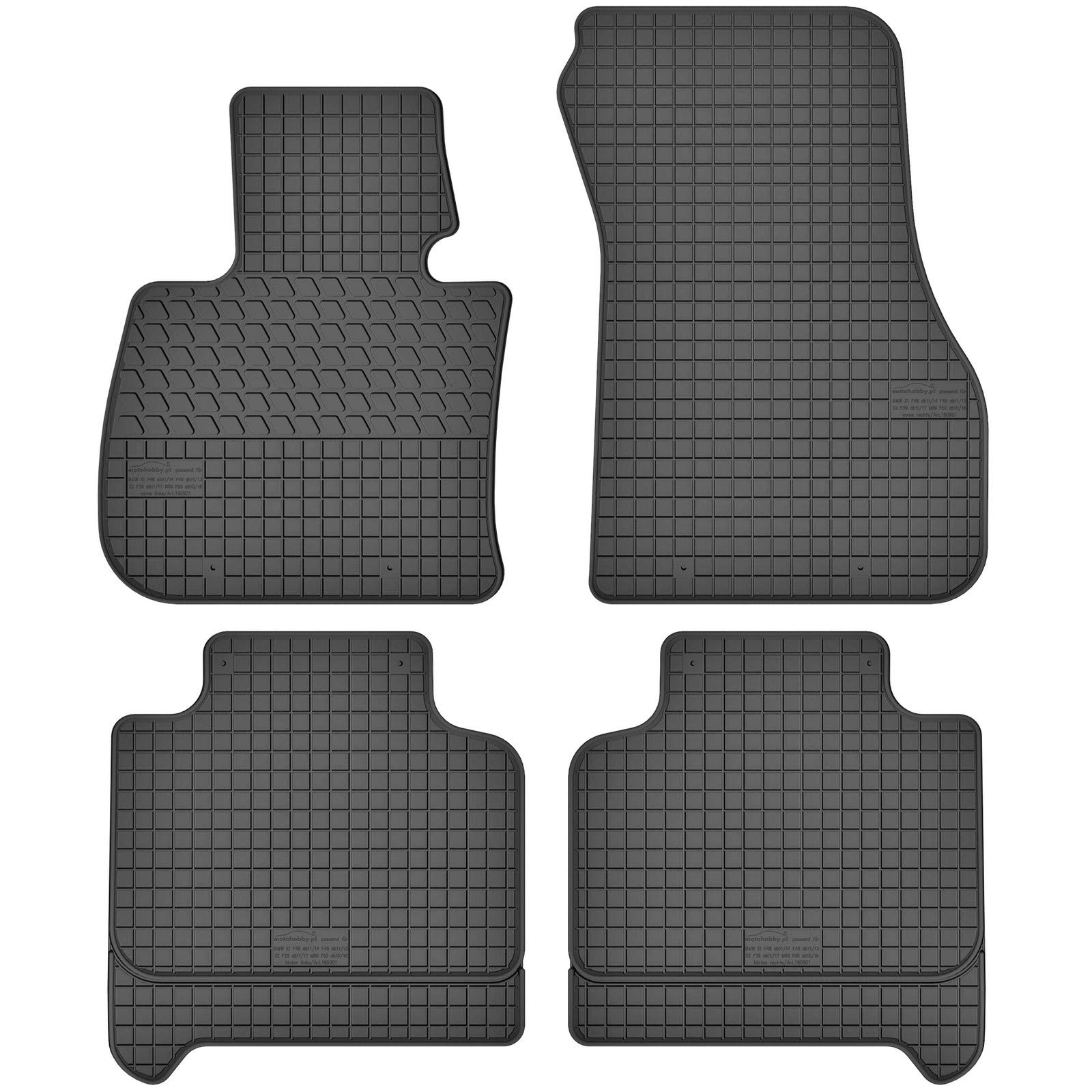 AGCPdirect Gummi Matten Fußmatten Passgenau 4-teilig Set für BMW 2er F45 F46 2014-2021 und BMW X1 F48 2015-2021 und BMW X2 F39 2018-2021 von AGCPdirect