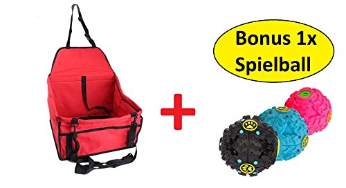 Auto-Hundesitz für kleine Hunde + Hundespielzeug mit Sound Effekt | Autositz-Hund 40x30x25 cm als Sitzschutz | hält Ihre Rückbank oder Beifahrersitz rein | Farbe rot by AGIA TEX von AGIA TEX Germany