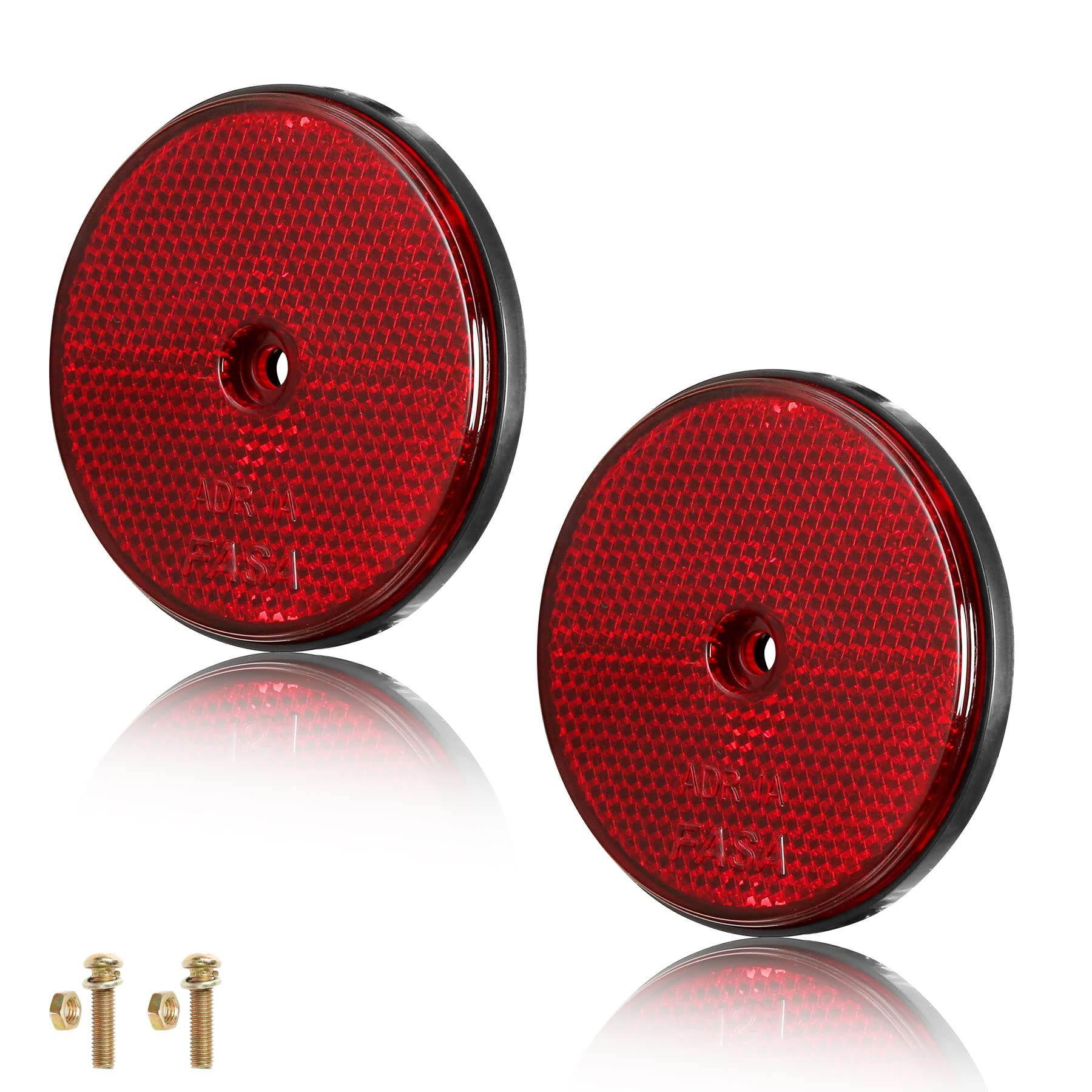 AGRISHOP 2x Rot Anhänge Runde Reflektoren,Anschrauben,Ø71 mm,Anhänger Reflektoren Rund, Katzenauge für Hänger Wohnwagen Pfosten LKW,Sicherheits Reflektor für Anhänger(Runde/Anschrauben/2Stück) AGRISHOP 2x Rot Anhänge Runde Reflektoren,Anschrauben,Ø71 mm,Anhänger Reflektoren Rund, Katzenauge für Hänger Wohnwagen Pfosten LKW,Sicherheits Reflektor für Anhänger(Runde/Anschrauben/2Stück) von AGRISHOP