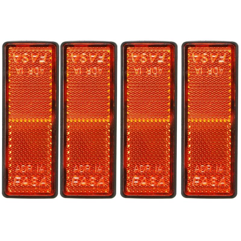 AGRISHOP 4x Rechteckige Reflektoren zum Kleben Orange Eckige Reflektoren Selbstklebend Katzenauge Anhänger Reflektor für Zaun Wohnwagen Traktor von AGRISHOP