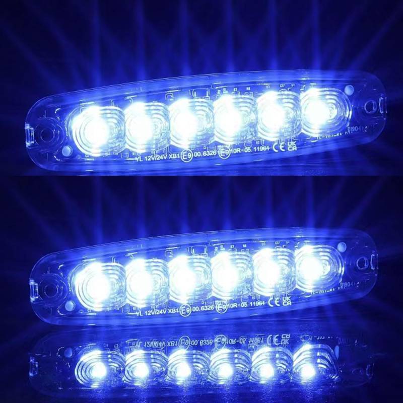 AGRISHOP Blau 2Stück Warnlicht Stroboskoplicht 12-24v, ECE R65 Super Flach Led Frontblitzer Blitzer,Warnung Beacon Blinklichter led Blinkleuchte Auto Traktor als Stauwarne Heckwarnanlage Frontblitzer von AGRISHOP