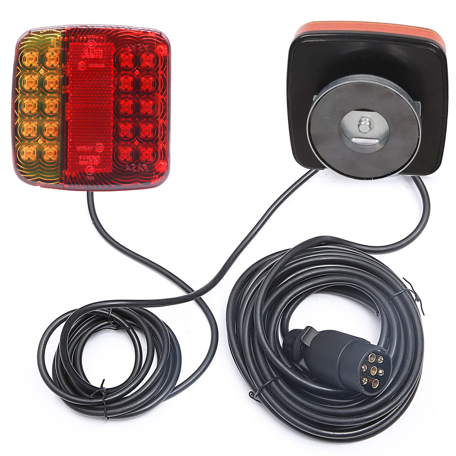 AGRISHOP LED Anhänger Rückleuchten  Beleuchtung mit Magneten 12v 5Funktion E-Mark,Led Rücklicht Anhänger mit 7poligem Stecker - 7,5m Kabel Magnetische led rücklichter für Anhänger KFZ PKW Wohnwagen von AGRISHOP