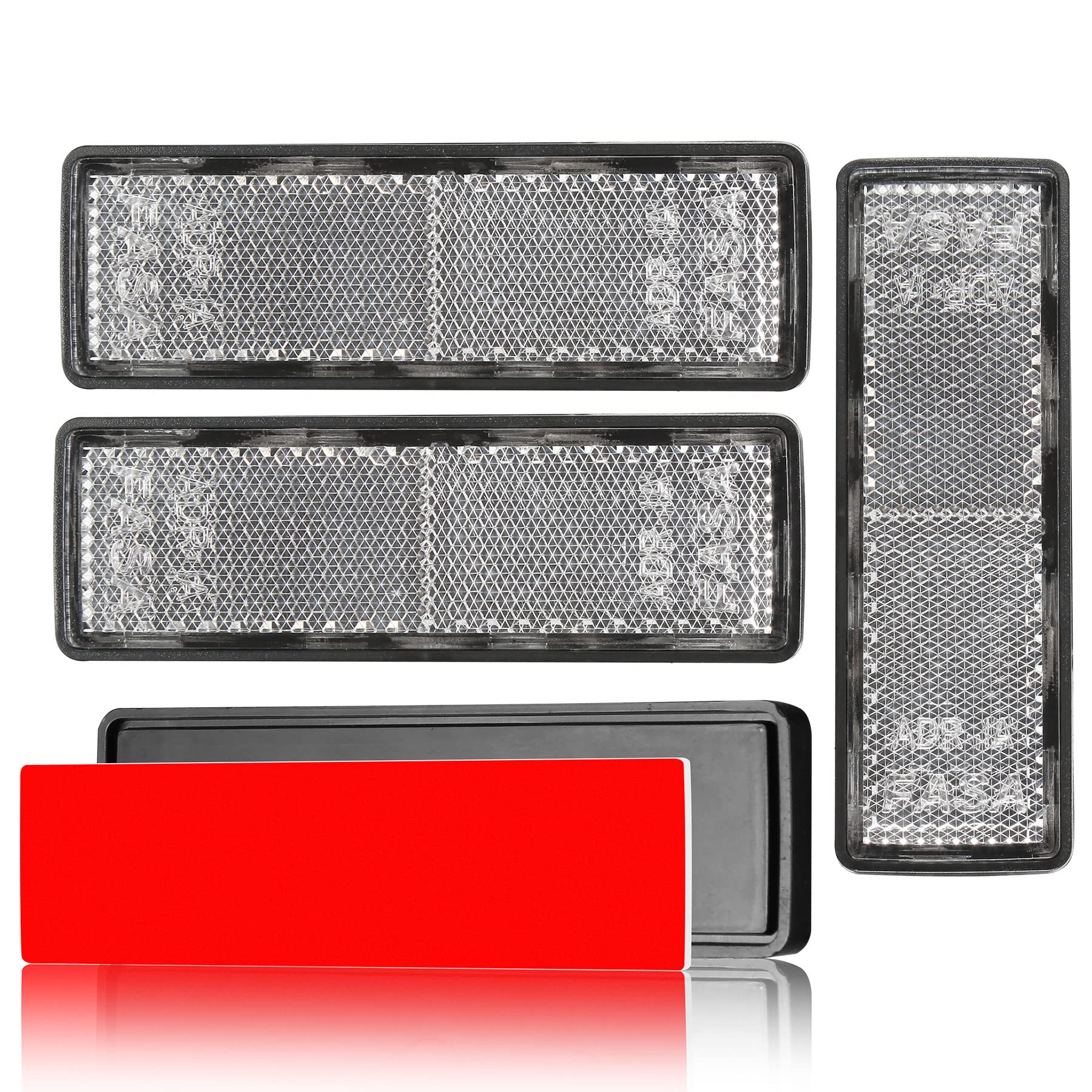 GRISHOP 4x Reflektoren Rückstrahler,Reflektoren Anhänger PKW Selbstklebend,Weiß Rechteckige Reflektoren,97.7x32x9mm,Katzenauge Selbstklebend,Rückstrahler Anhänger Weiß (Eckige/Selbstklebend/Weiß) GRISHOP 4x Reflektoren Rückstrahler,Reflektoren Anhänger PKW Selbstklebend,Weiß Rechteckige Reflektoren,97.7x32x9mm,Katzenauge Selbstklebend,Rückstrahler Anhänger Weiß (Eckige/Selbstklebend/Weiß) von AGRISHOP
