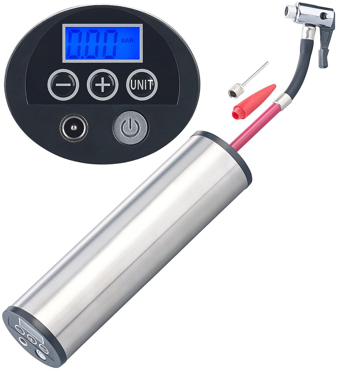 AGT Professional Akku Fahrradpumpe: Akku-Kompressor-Luftpumpe für Reifen, Bälle u.v.m., LCD, bis 150 psi (Digital Pumpe, Akku Luftpumpe Fahrrad, Elektronische) von AGT Professional