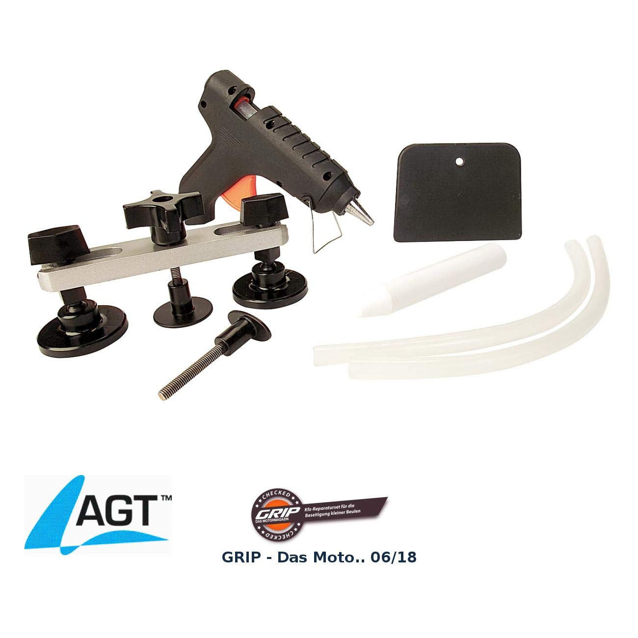 AGT Dellenset: Kfz-Reparatur-Set KRS-10.de für Dellen (Auto Dellen Reparatur Set, Hagelschaden Reparatur Set, Entfernen Heißkleber) von AGT