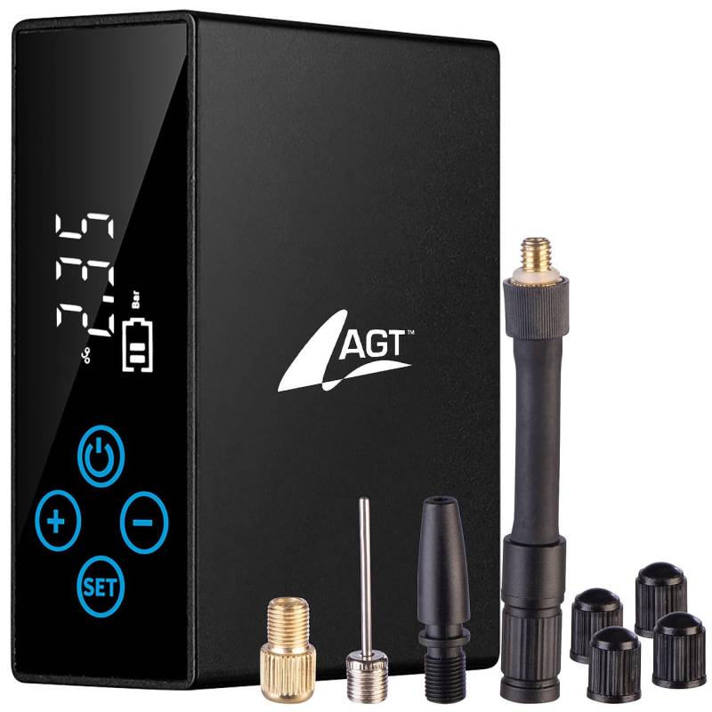 AGT Luftpumpe: Mini-Akku-Kompressor-Pumpe, 150 psi, 2.200 mAh, nur 9 x 7 x 3,3 cm (Akku Luftpumpe, Kompressor, Taschenlampe) von AGT