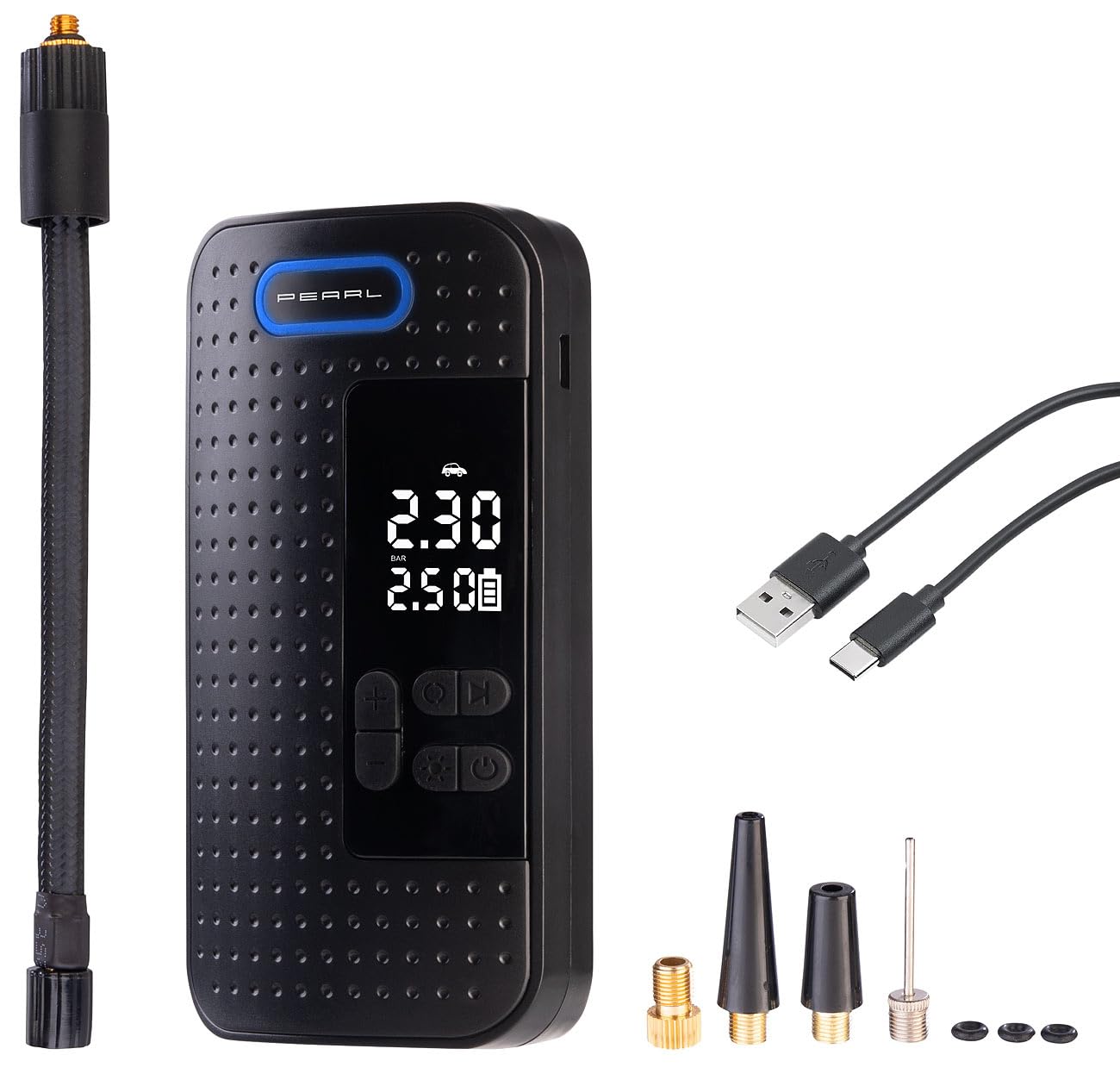 AGT Fahrradpumpe: Mini-Akku-Kompressor-Luftpumpe mit LED-Display, 2.000 mAh, 150 psi (Minikompressor, Elektrische Akkuluftpumpe, Scooter) von AGT