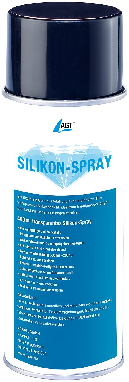AGT Kontaktspray: Silikonspray, 400 ml (Silikonspray als Kontaktspray, Gummipflege, Allesdichter transparent) von AGT