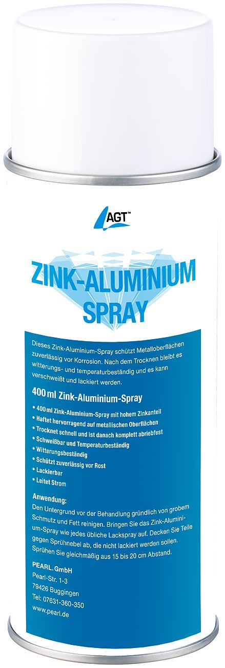 AGT Zinkspray: Zink-Aluminium-Spray, 400 ml (Zinkspray gegen Korrosion, Zinkspray gegen Rost, Reinigung) von AGT