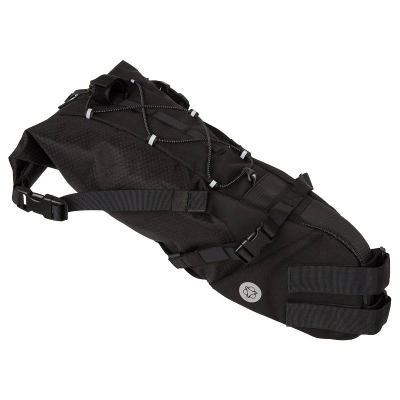 AGU Seat-Pack Satteltasche Fahrrad, 10L Fahrradtasche Sattel für Bikepacking, Wasserabweisend, Reflektierend, Einfache Montage, 100% Recyceltes Polyester - Schwarz von AGU