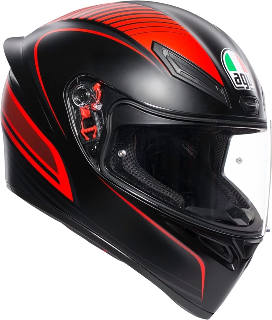 AGV Herren K1 Agv E2205 Multi Motorrad Helm, WARMUP MATT BLACK/RED, XL EU von AGV