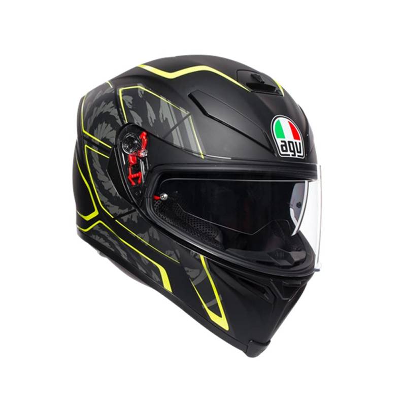 AGV Herren K5 S E2205 Multi MPLK Motorrad Helm, Tornado matt schwarz/gelb fluoreszierend, XXL von AGV