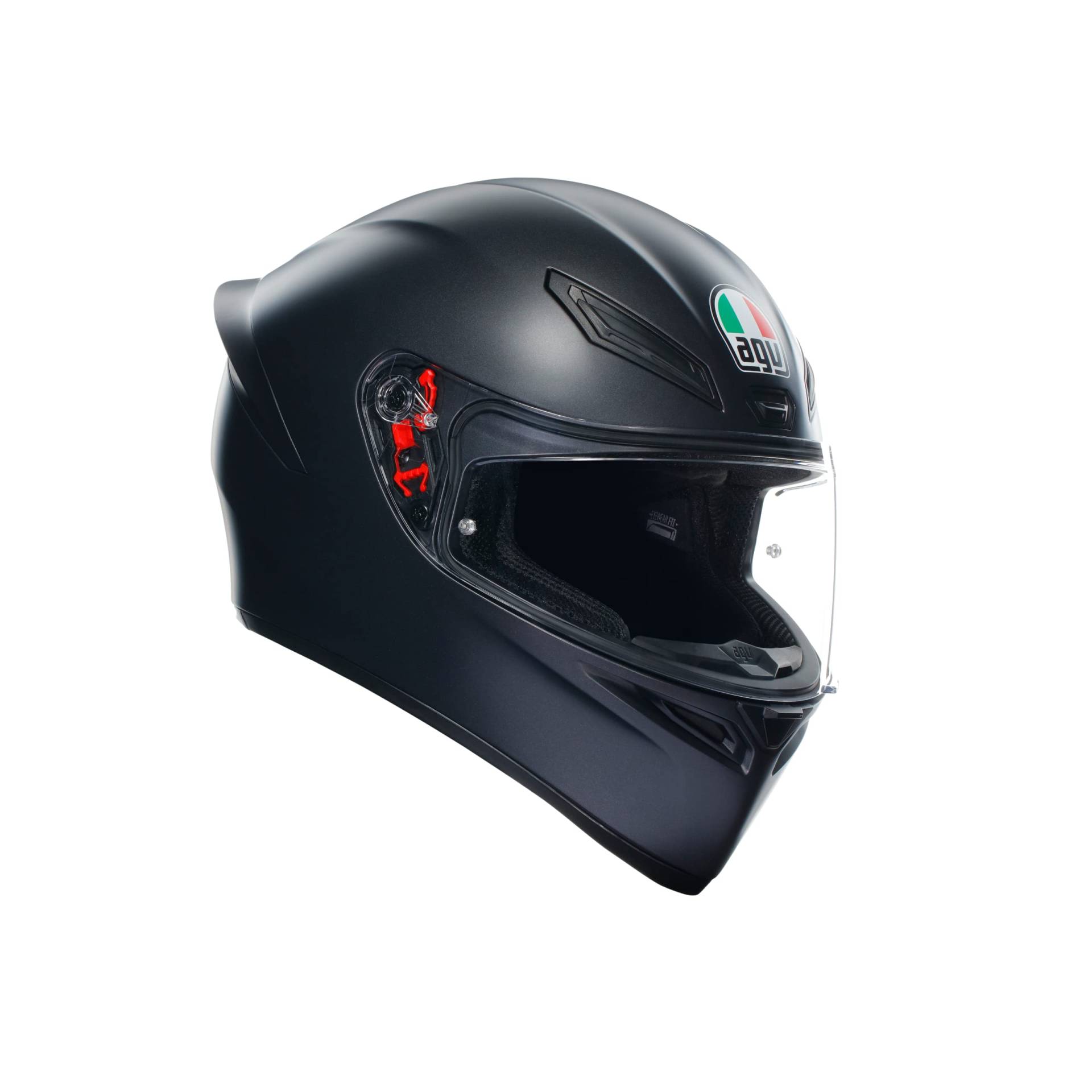 AGV - K1 S E2206 Motorrad Helm, Herren ECE Vollvisier Motorradhelm, Racing Style mit Aerodynamischem Spoiler, Kratzfestem Visier, 190° Sichtfeld, mit Intercom Ready, Mattschwarz von AGV