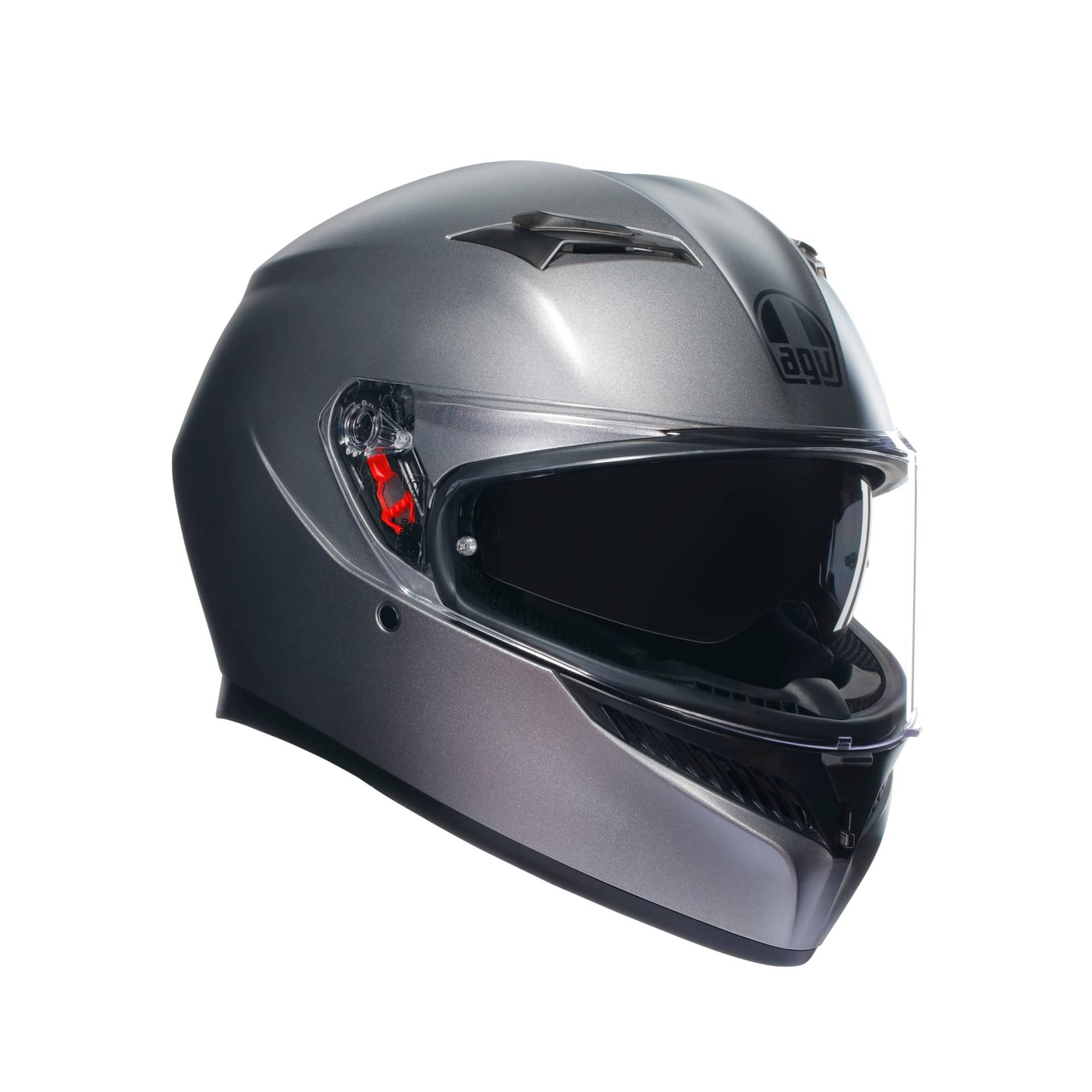 AGV - K3 E2206 MPLK Motorradhelm, Herren Integralhelm, ECE Vollvisierhelm mit Schweißabsorption, Spoiler, Lüftungsschlitzen und Kratzfestem UV-Visier, mit Intercom Ready, Grau AGV - K3 E2206 MPLK Motorradhelm, Herren Integralhelm, ECE Vollvisierhelm mit Schweißabsorption, Spoiler, Lüftungsschlitzen und Kratzfestem UV-Visier, mit Intercom Ready, Grau von AGV