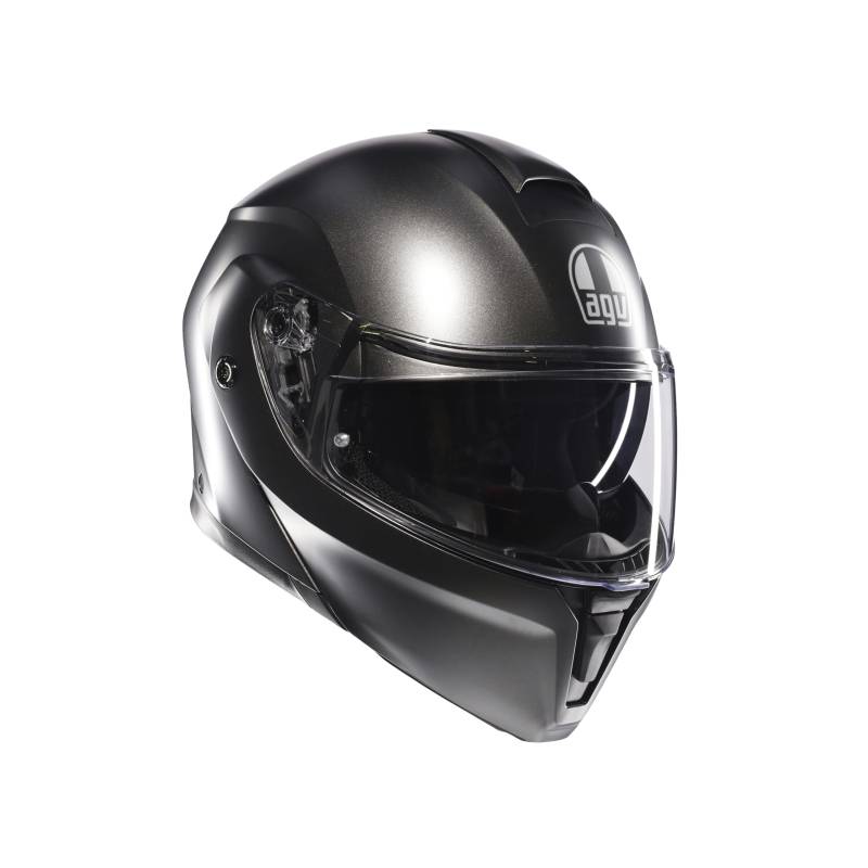 AGV Streetmodular ECE 22-06 Mono, Modularer Helm, Motorrad Klapphelm ECE 22-06 P/J in Zwei Konfigurationen zugelassen, mit Sonnenblende, Asphalt Matt Grau, XXL von AGV