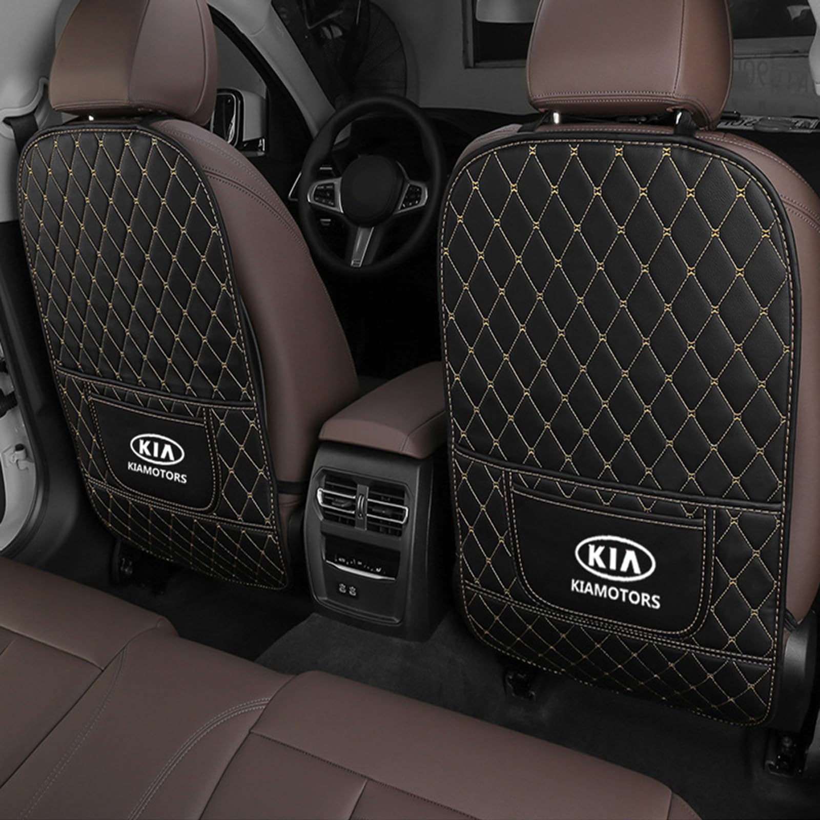 Auto Rücksitz Anti Kick Pad für Kia Habaniro,Rücksitze Anti-Kick-Pad,Wasserdicht Leder Autositz Rückenlehne Protector,Auto-Anti-Schmutz-Pad,Innenzubehör, Full Pack-A von AGYF