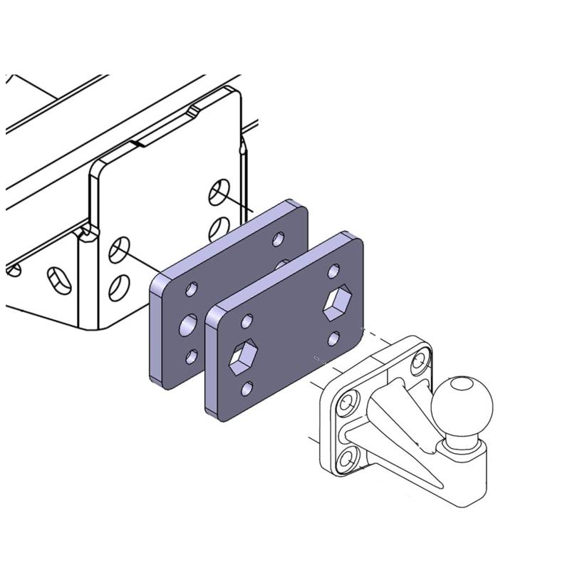 AHAKA Universelle Adapterplatte für Anhängerbock von 2 Loch 90mm auf 4 Loch 83x56mm von AHAKA