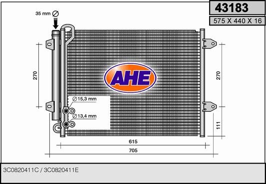 Kondensator, Klimaanlage AHE 43183 von AHE