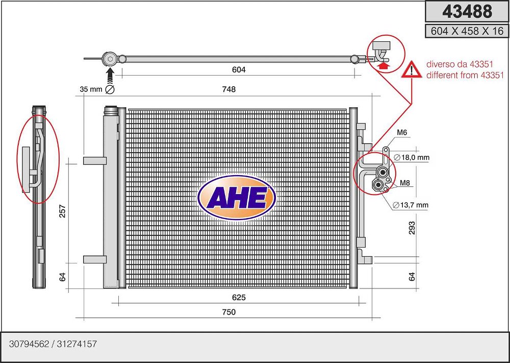 Kondensator, Klimaanlage AHE 43488 von AHE