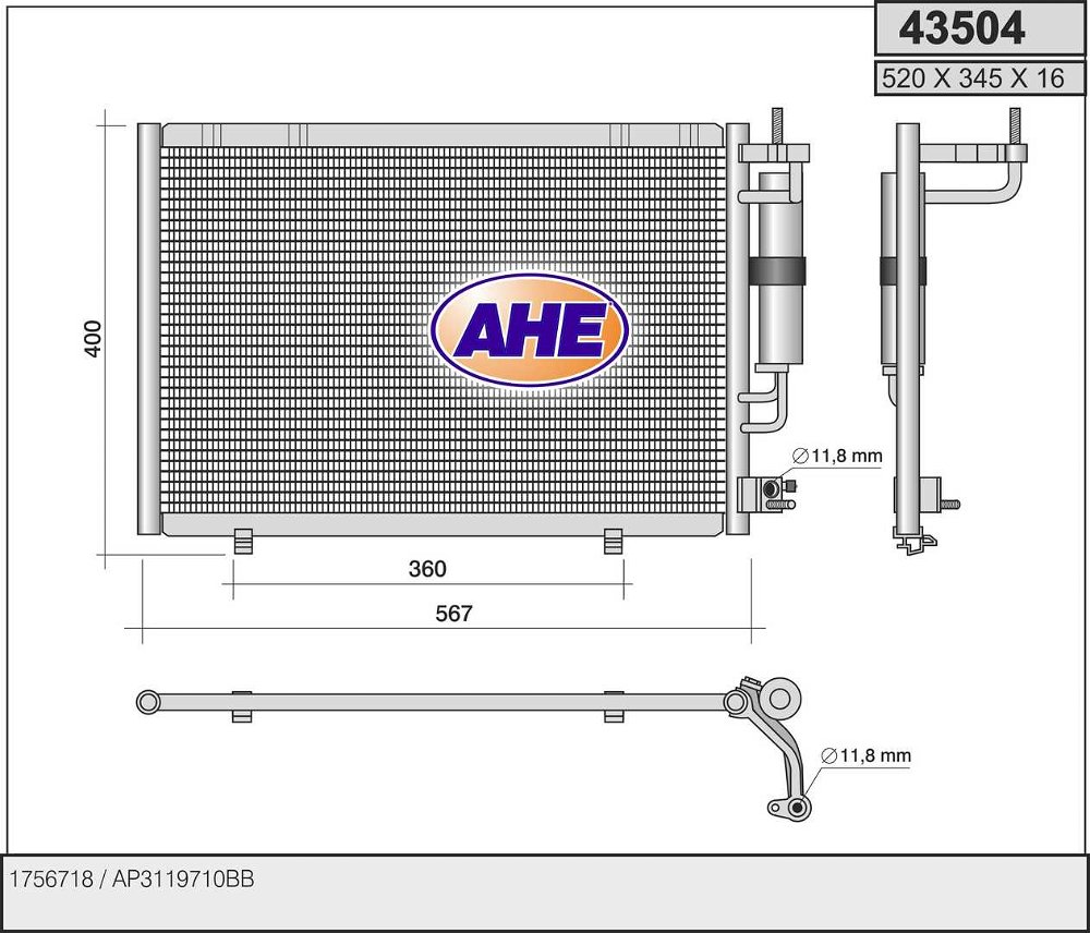 Kondensator, Klimaanlage AHE 43504 von AHE