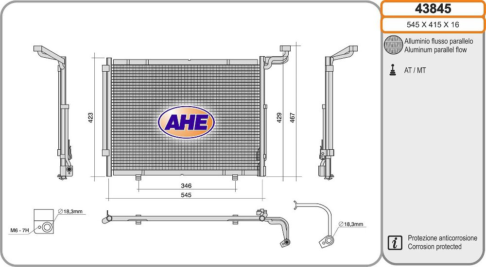 Kondensator, Klimaanlage AHE 43845 von AHE