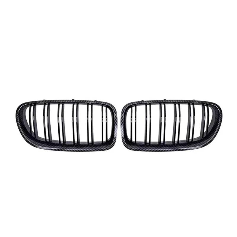 Front Kühlergrille Für 5er F10 F11 F18 528i 535i 2010-2017 Car Diamonds Style Obere Renngitter Frontstoßstange Doppellamellengitter Frontgrill(Double-Carbon Look) von AHRPKAMERD