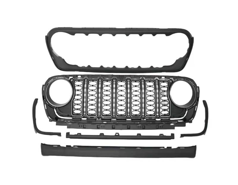 Front Kühlergrille Für Wrangler Für JL 2018+ Für Gladiator Für JT JL1300 Autogrill Kein Kameraloch ABS 2024 Design Kühlergrill Frontgrill von AHRPKAMERD