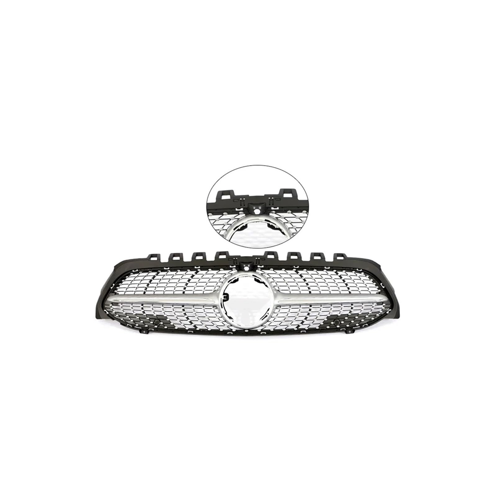 Frontgrill Für A Für Klasse A35 A45 A200 A180 V177 W177 2019-2022 Auto Frontstoßstange Schwarz Chorme Kühlergrill Vorne Haube Kühlergrill(Diamond Silver W Cam) von AHRPKAMERD