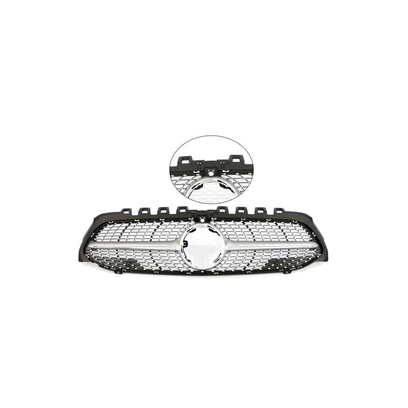 Frontgrill Für A Für Klasse A35 A45 A200 A180 V177 W177 2019-2022 Auto Frontstoßstange Schwarz Chorme Kühlergrill Vorne Haube Kühlergrill(Diamond Silver W Cam) von AHRPKAMERD