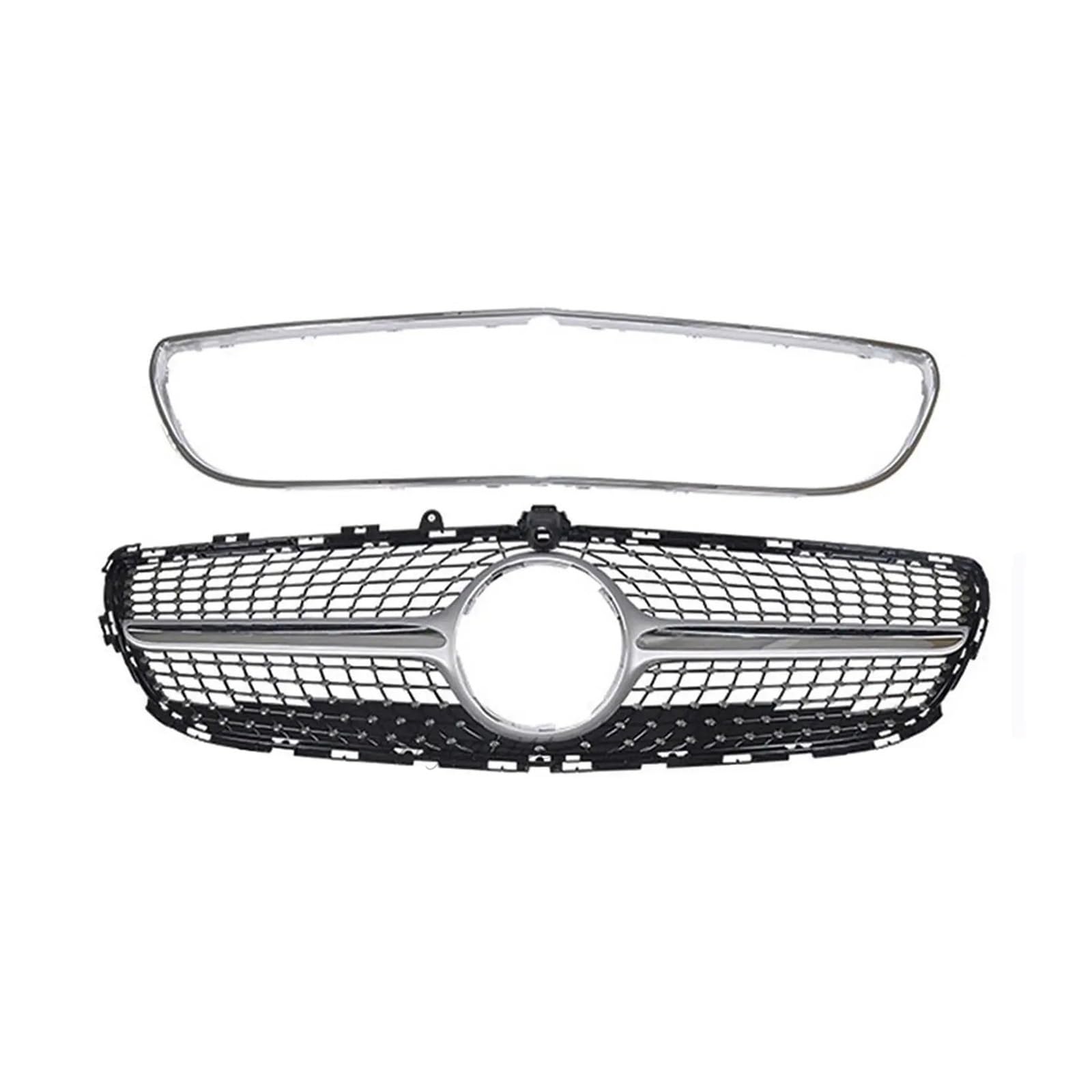 Frontgrill Für CLS Für Klasse W218 2016-2018 Auto Kühlergrill Für GTR Diamant Chrom Vorne Haube Kühlergrill(Silver with Camera) von AHRPKAMERD