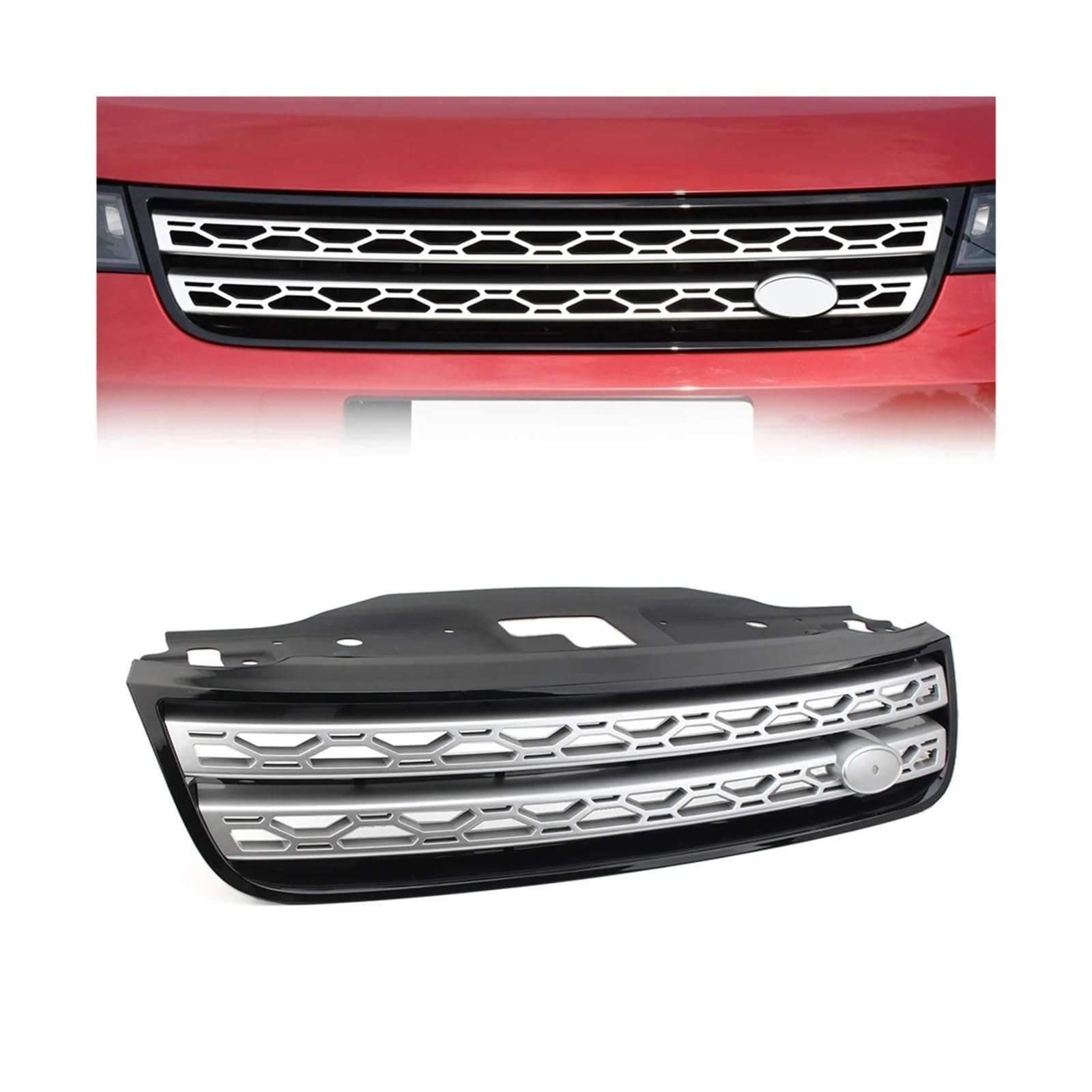 Frontgrill Für Land Für Rover Für Discovery 5 2017-2021 Auto Frontstoßstange Grill Lufteinlass Kühlergrill Vorne Haube Kühlergrill(Bright Silver) von AHRPKAMERD