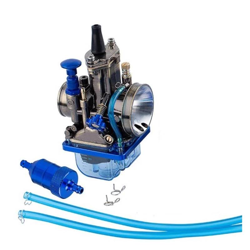 Vergaser Carb Für Für PWK 21 24 26 28 30 32 34 Mm Motorrad-Vergaser Mit Modifizierten Teilen Und Power Jet-Flachvorhangvergaser Vergaser Motoren(Blue 24mm) von AHRPKAMERD