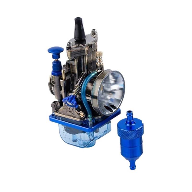 Vergaser Carb Universal Motorrad Vergaser Motor Motocross Roller UTV ATV Für PWK 21 24 26 28 30 32 34mm Für 2T 4T Vergaser Motoren(PWK 28 Blue) von AHRPKAMERD