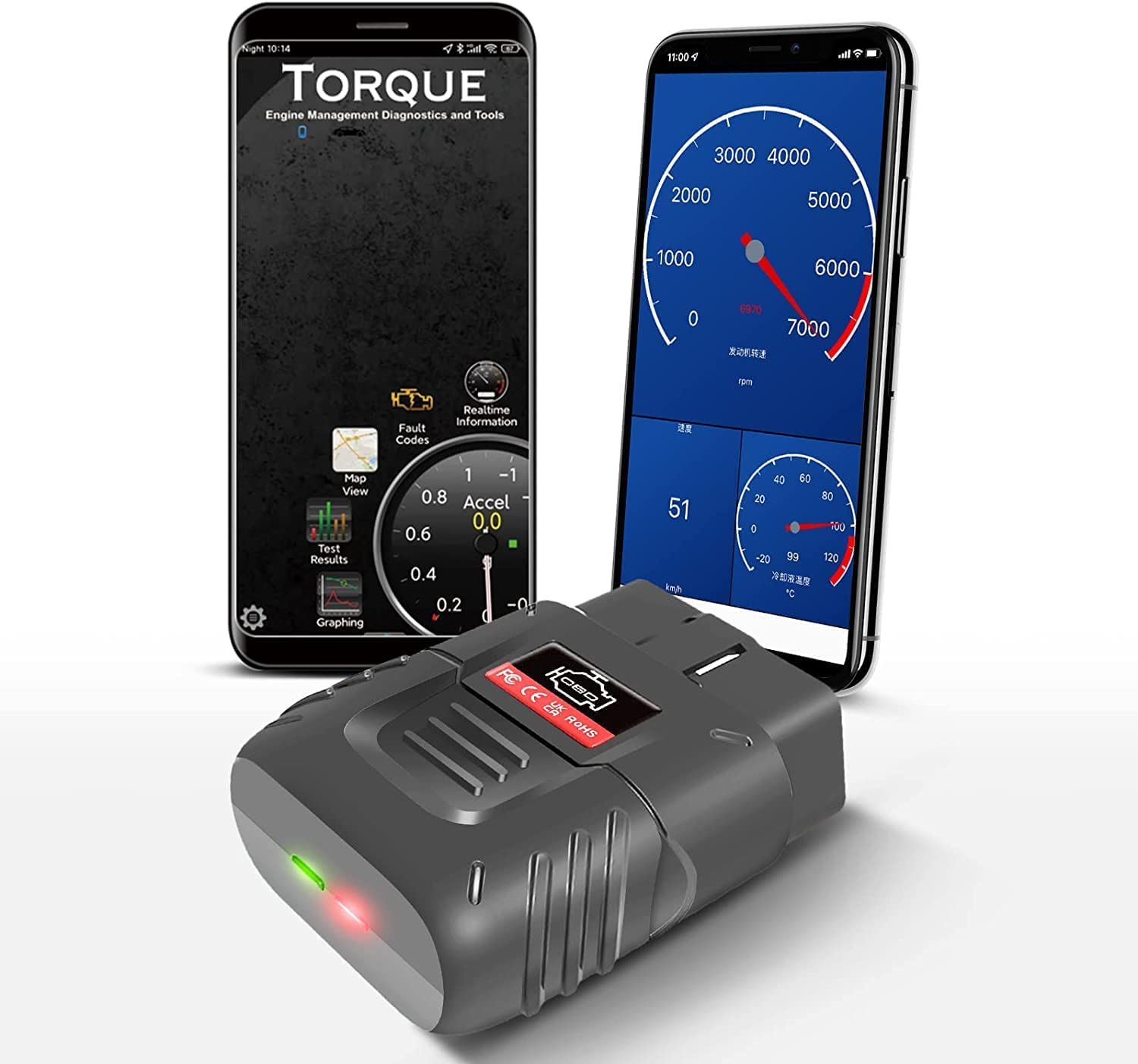 AICARGER Wireless OBD2 Diagnosegerät Bluetooth, IOS & Android & Windows – 3000 Code Datenbank – geeignet für Auto,OOBD2-Adapter Fehlercodeleser scannen mit OBDII/EOBD Protokoll von AICARGER