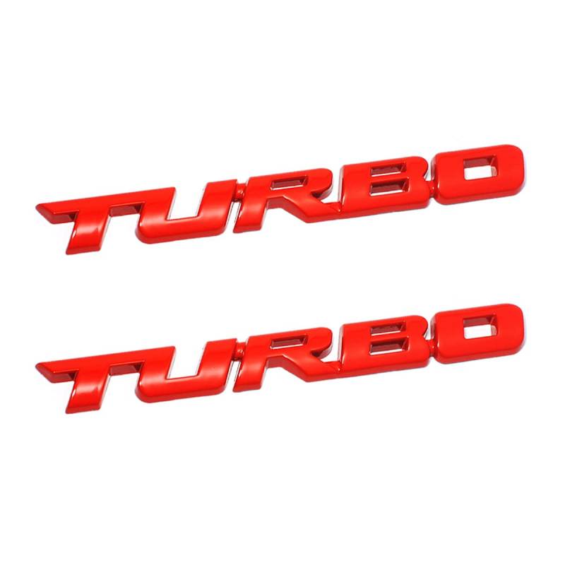 AICEL Turbo-Auto-Emblem, 2 Stück 3D-Metall-Turbo-Abzeichen für Auto-Seitenkarosserie, Kotflügel, Heckklappe, Namensschild für alle Autos, LKW, SUV (rot) von AICEL