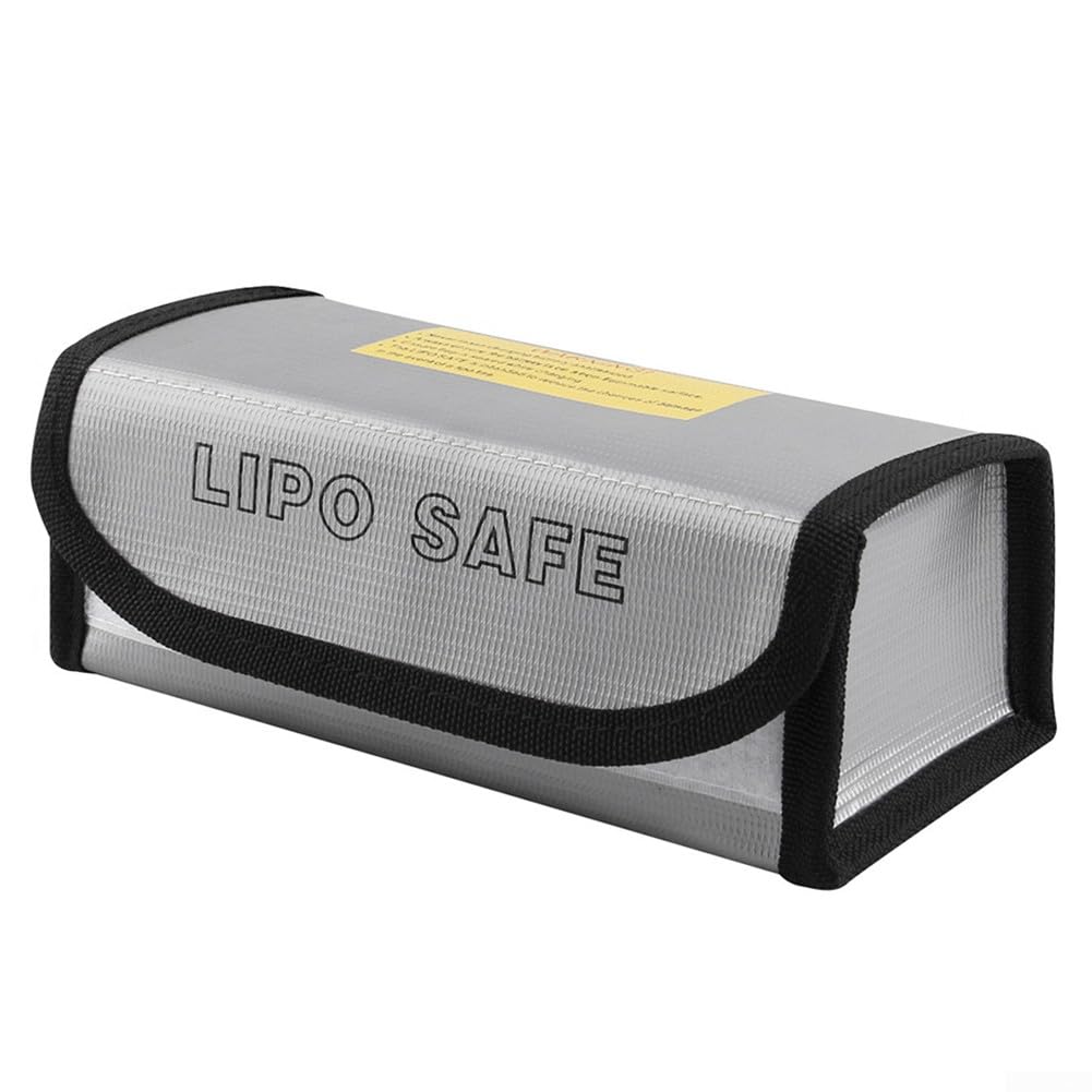 AIDNTBEO Ebike Lithium-Batterie, explosionsgeschützte Tasche, multifunktionale Sicherheits-Hochtemperatur-Aufbewahrungstasche, schwer entflammbar, 185 x 75 x 60 mm (Silber) von AIDNTBEO