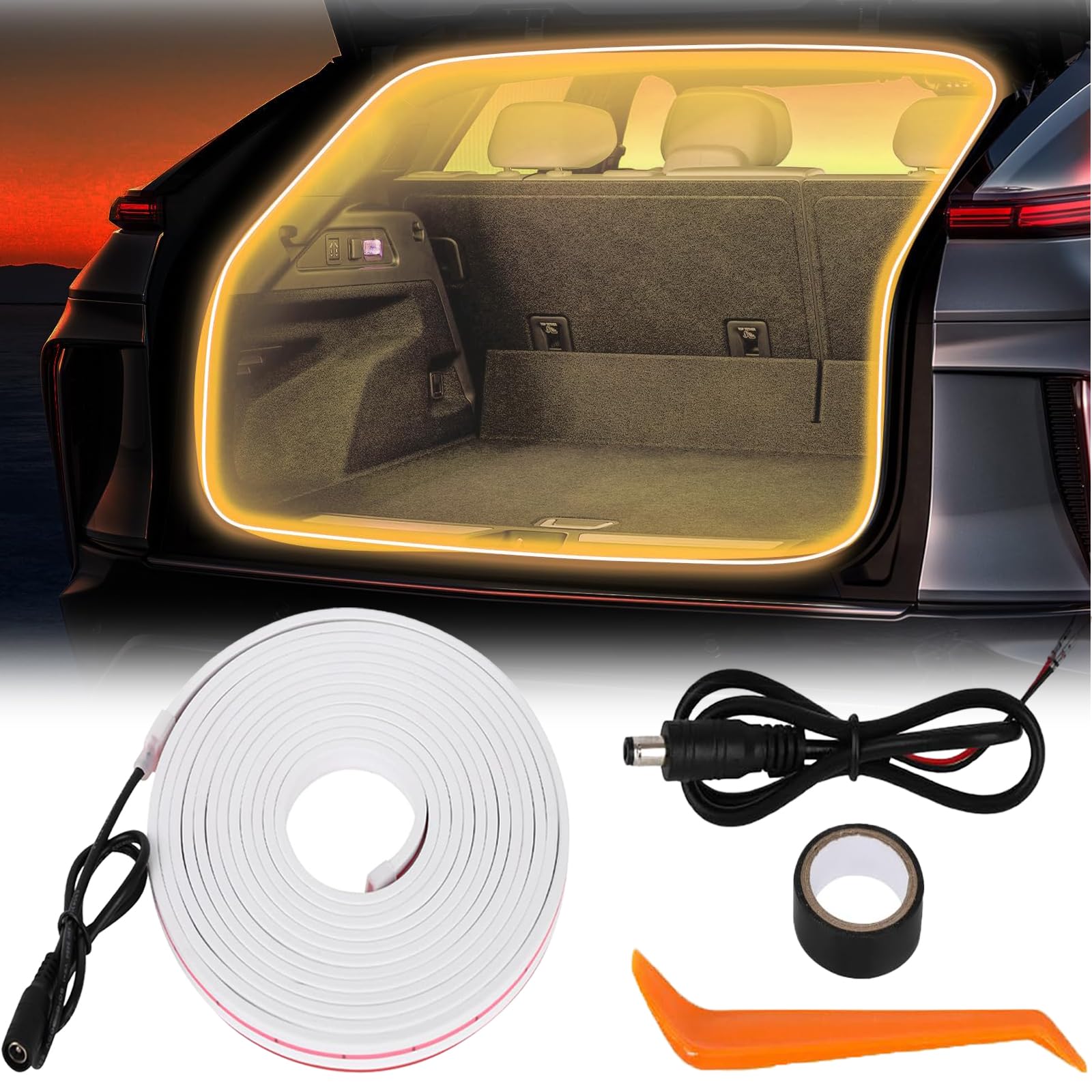 Kofferraum Lichtstreifen- Kofferraum Beleuchtung Led Band| Automatischer Sensor Tail Box Light Strip, Dynamic Flowing Car Trunk Light Strip|4M Led Streifen FüR Kofferraum Auto Innenraumbeleuchtung (D) von AIDODIA
