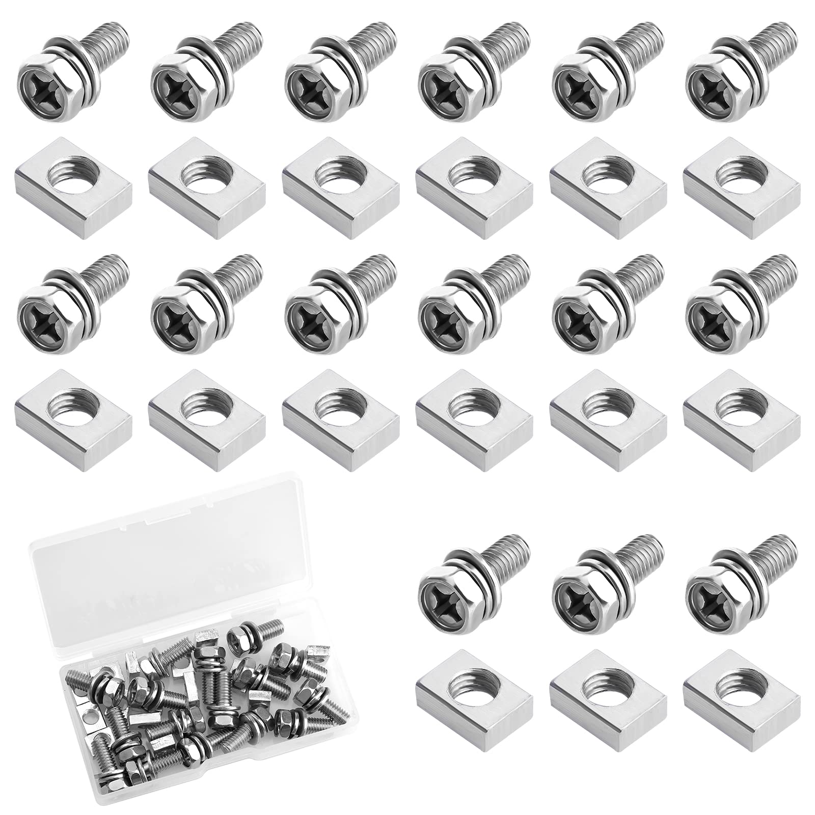 AIEX Motorcycle Battery Bolts, 32 Stück Motorrad Batterieschrauben und Muttern für ATV Scooter DIY Projekte, 304 Edelstahl Motorrad Batterie Schrauben Set Motorradmuttern und Schrauben (10x16 mm) von AIEX