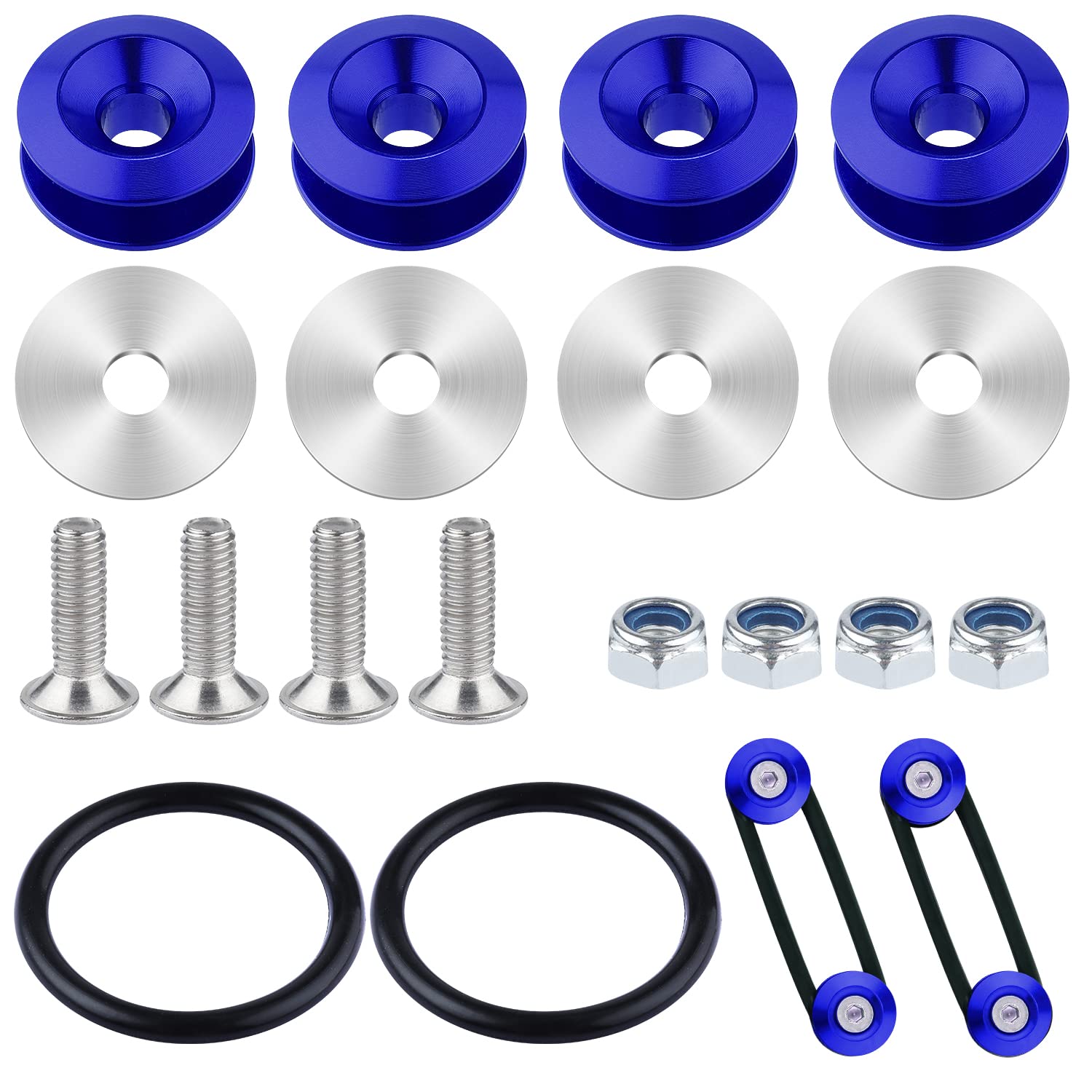 Stoßstangen Schnellverschluss Kit, Stoßstangenhalter Bumper Quick Release Befestigungs Kit für Vordere Hintere Stoßstange Befestigungselemente Universelle Auto Stoßstange (18 Stück, Blau) von AIEX