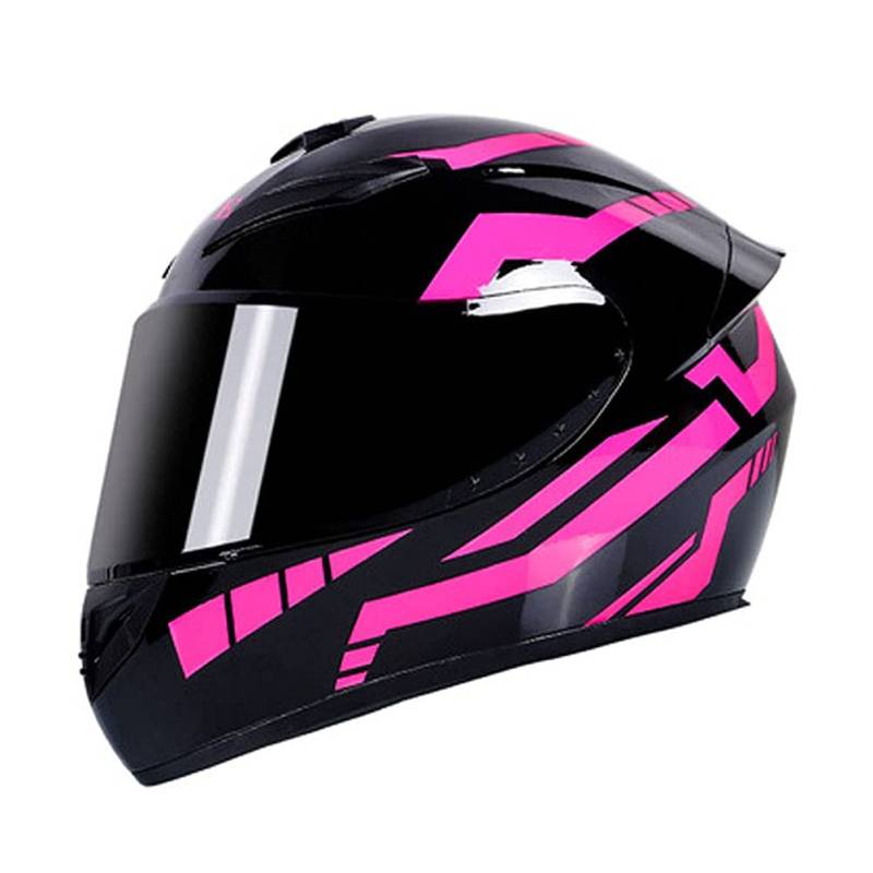 Vollgesichts-Motorradhelm für Frauen Schwarz & Pink Flip Up Front Motorradhelme Anti-Fog-Objektiv Moped Erwachsene Crash-Helm für Roller ATV Street Bike Elektroautos Bike (A,M(55-57 CM)) von AIMAISEN