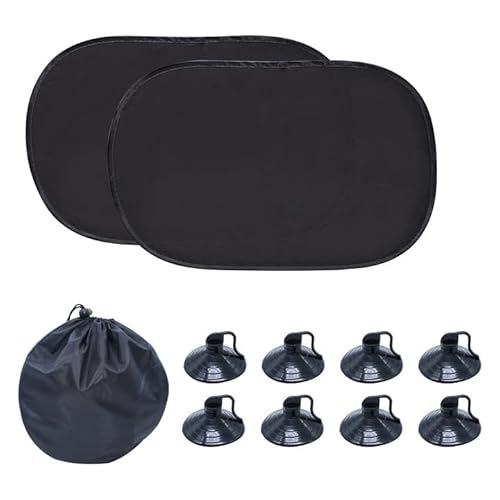 AIMEKE Sonnenschutz Auto Baby mit UV-Schutz (2er-Set), Universelle Sonnenschutz Auto Kinder mit Saugnapf, Doppelte Schutzwirkung, Faltbarer Sonnenblende Auto Kinder für Heckscheib von AIMEKE
