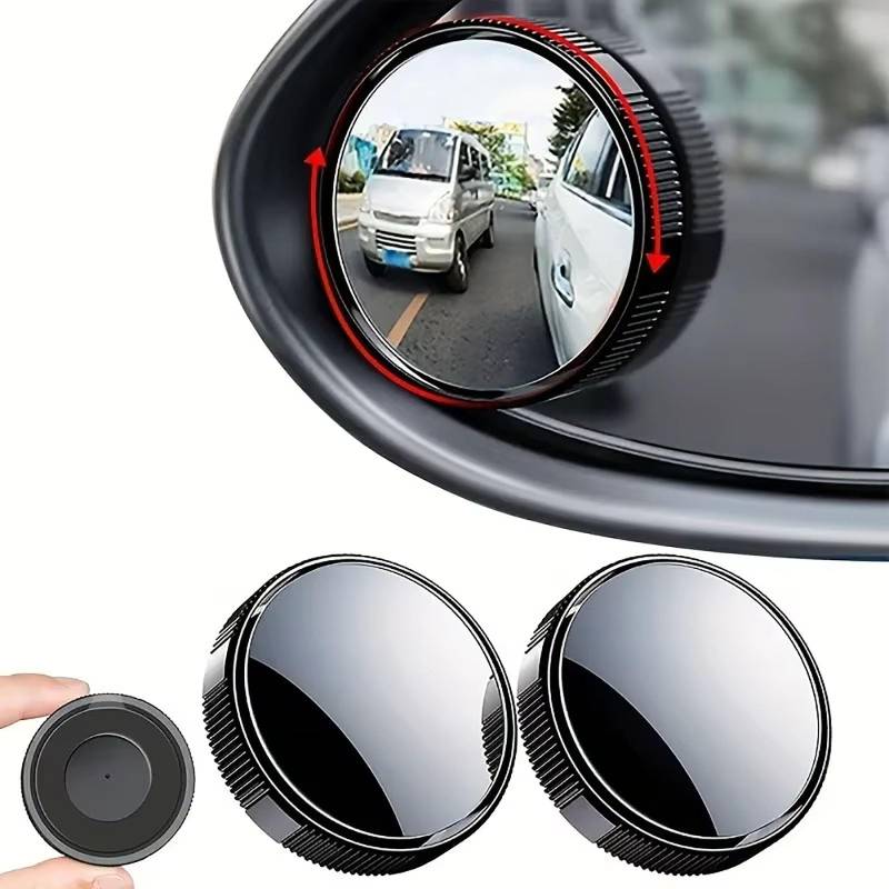 2 Stück Auto-Toter-Winkel-Spiegel, 360 ° Weitwinkel-Saugnapf-Rückspiegel, Zusätzlicher Konvexer Spiegel, Kompatibel für AVATR 06 07 11 12,1-Black von AIMQIAD