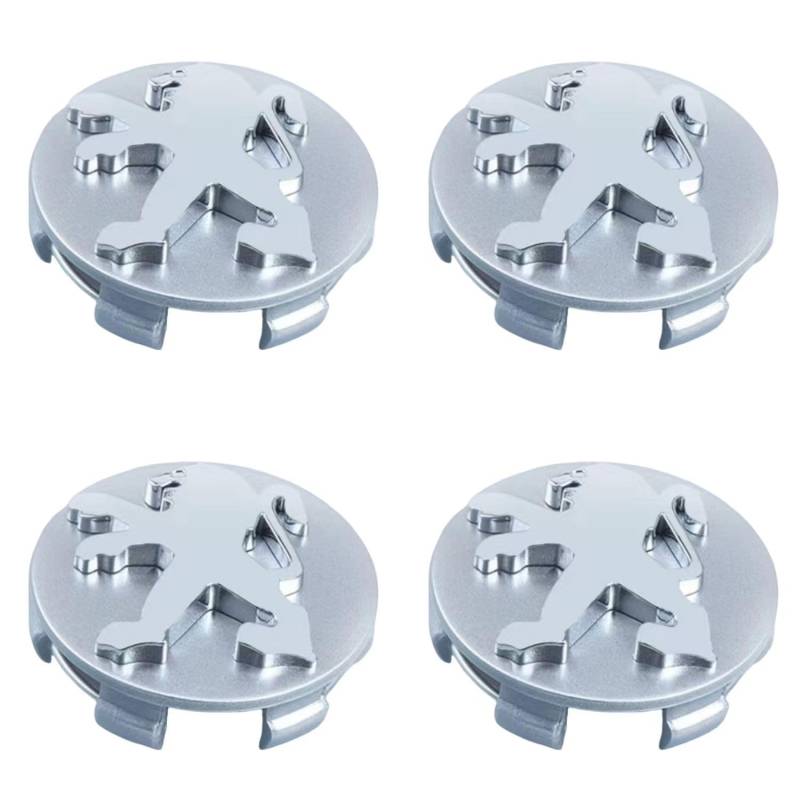 4 STÜCKE 60mm Metall-Radkappen Emblem-Abzeichen Logo Felgen Radkappenabdeckungen Außendekoration Zubehör für Peugeot 208 2019-2023 2024,normal-Silver a von AIMXGBPS