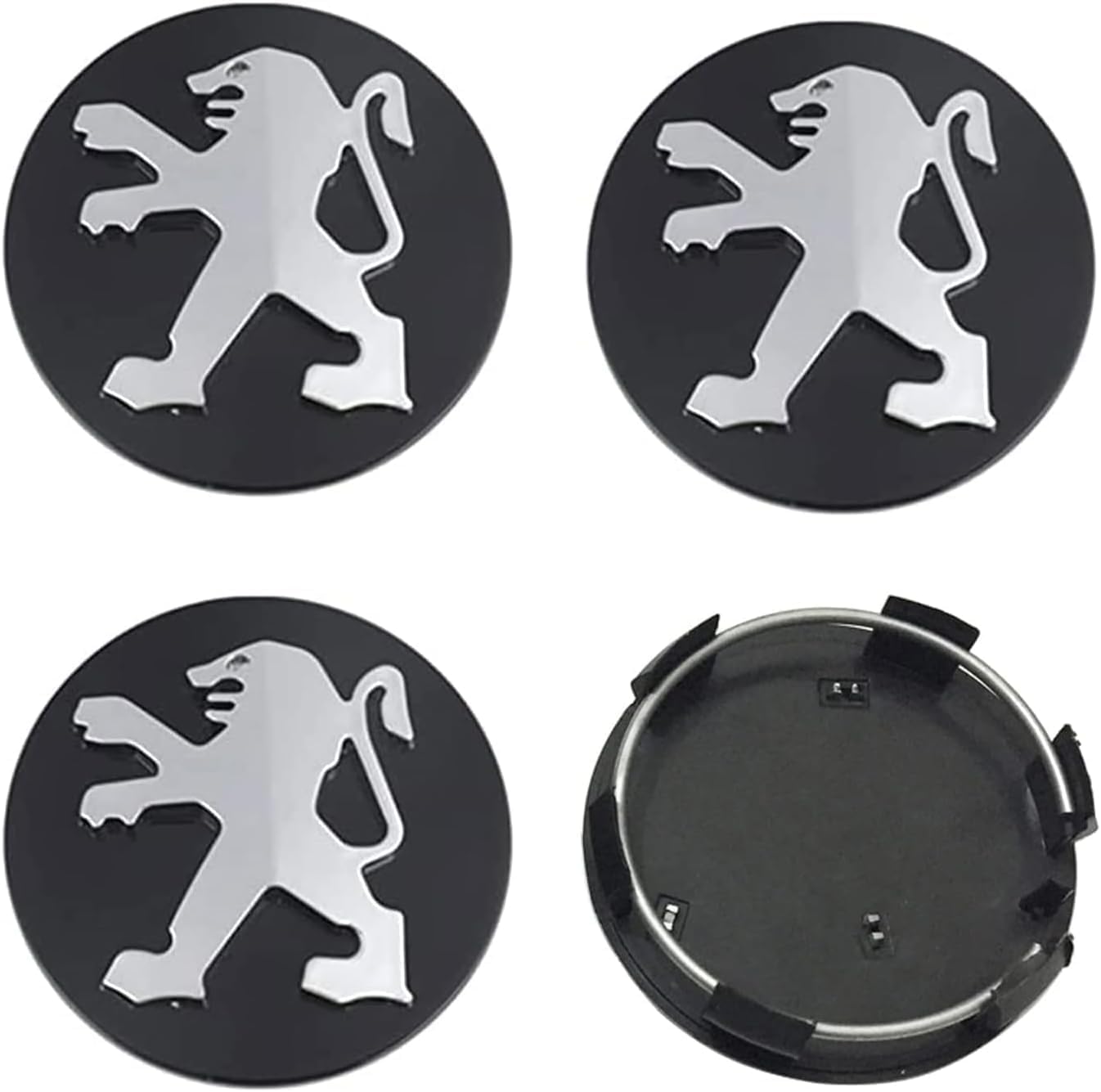 4 Stück Radnabenkappen für Peugeot (60 mm), Aufkleber mit Logo, wasserdicht, staubdicht, Felgendekoration von AIMXGBPS