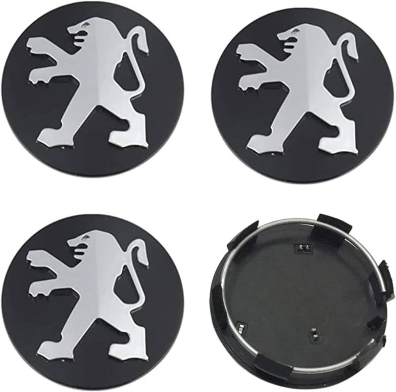 4 Stück Radnabenkappen für Peugeot (60 mm), Aufkleber mit Logo, wasserdicht, staubdicht, Felgendekoration von AIMXGBPS
