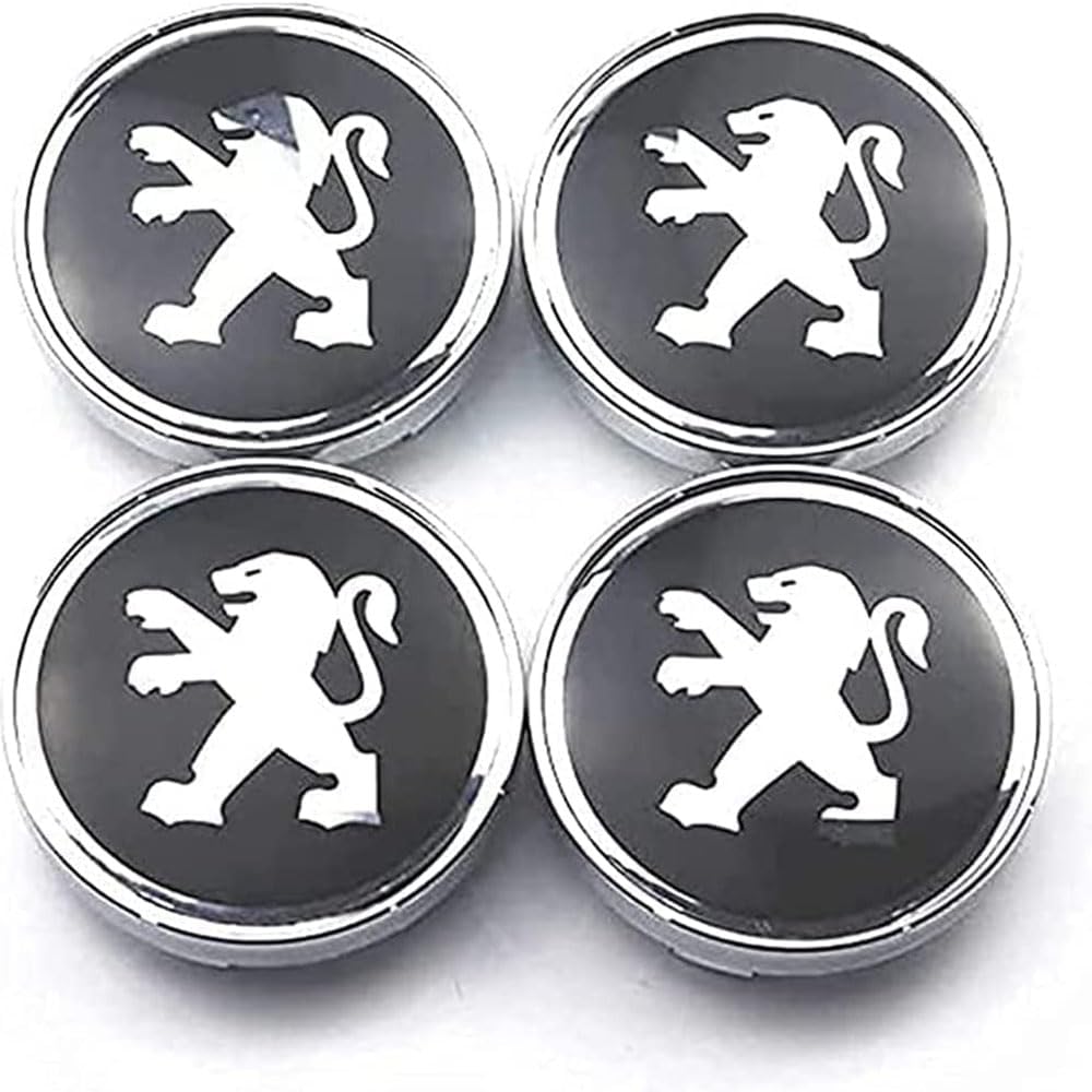 4 Stück Radnabenkappen für Peugeot 206/207/208/306/307/308/406/408/506/507/508, 60 mm, Metall-Emblem, Logo, Felgenkappen, Außendekoration, Zubehör 4 Stück Radnabenkappen für Peugeot 206/207/208/306/307/308/406/408/506/507/508, 60 mm, Metall-Emblem, Logo, Felgenkappen, Außendekoration, Zubehör von AIMXGBPS