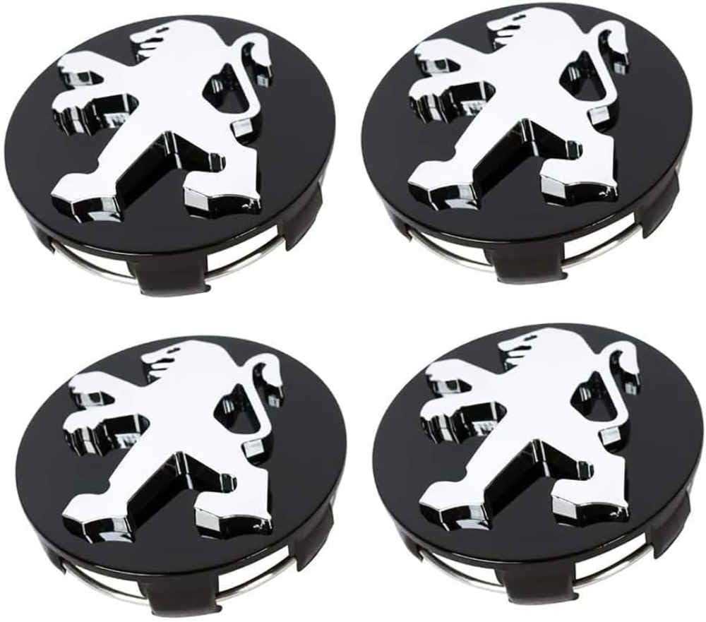 4 x 60 mm Peugeot-Radkappen, Abzeichen-Logo-Aufkleber, Wasser- und staubdicht, dekoratives Felgenzubehör 4 x 60 mm Peugeot-Radkappen, Abzeichen-Logo-Aufkleber, Wasser- und staubdicht, dekoratives Felgenzubehör von AIMXGBPS