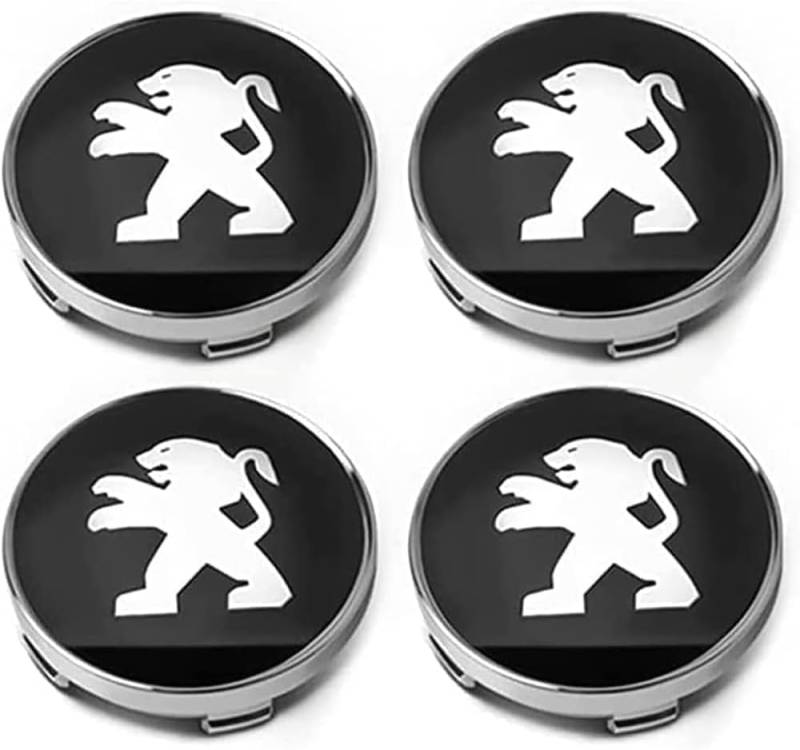 4 x 60 mm große Radkappen für Peugeot 2008, Radkappenaufkleber mit Logo, Wasser- und staubdicht, dekoratives Radzubehör von AIMXGBPS