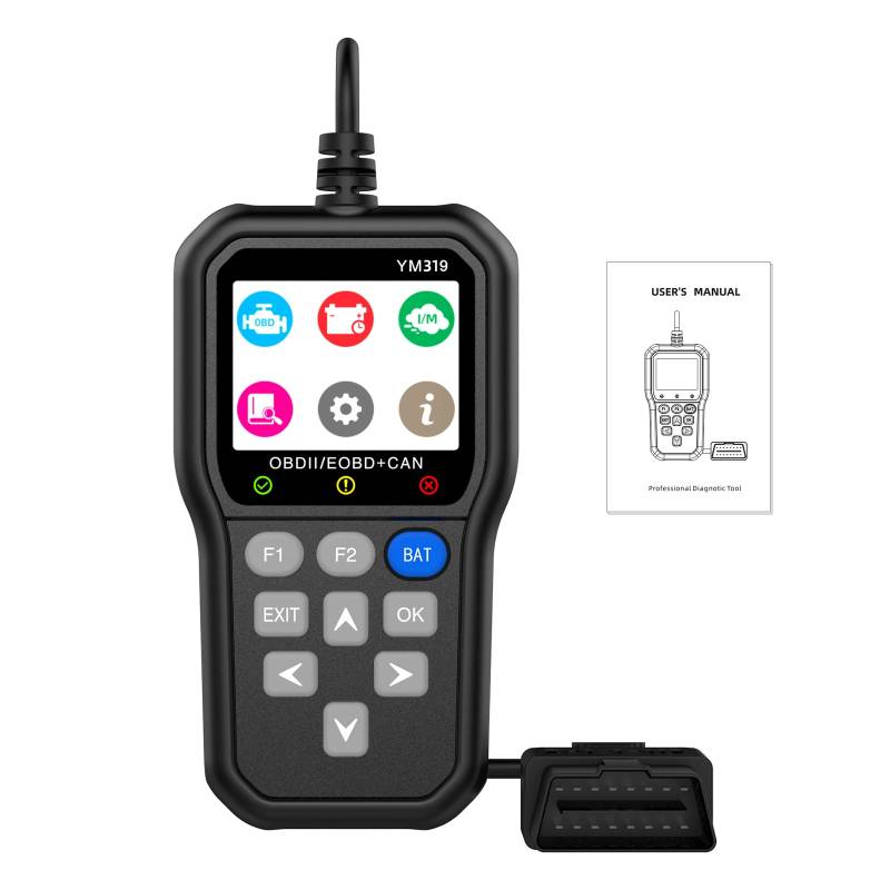 AIOMEST OBD2/EOBD Diagnosegerät für Auto, Motor Scanner Diagnostic Tool mit DTC-Definition, 13 Sprachen KFZ Auslesegerät für alle OBDII Protokolle, 2,4" IPS Farbbildschirm, für Autos ab Baujahr 1996 von AIOMEST
