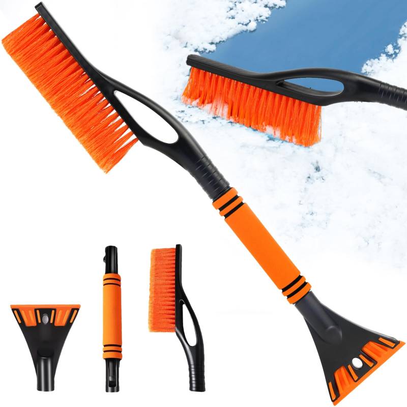 AIOWZZY Auto Eiskratzer, 2 in 1 Eiskratzer Auto mit Besen mit Schaumstoffgriff, Eiskratzer Schneebürste Abnehmbarer Schneekratzer, 64cm Windschutzscheibe EIS und Schnee Reinigungsbürste für SUV LKW von AIOWZZY